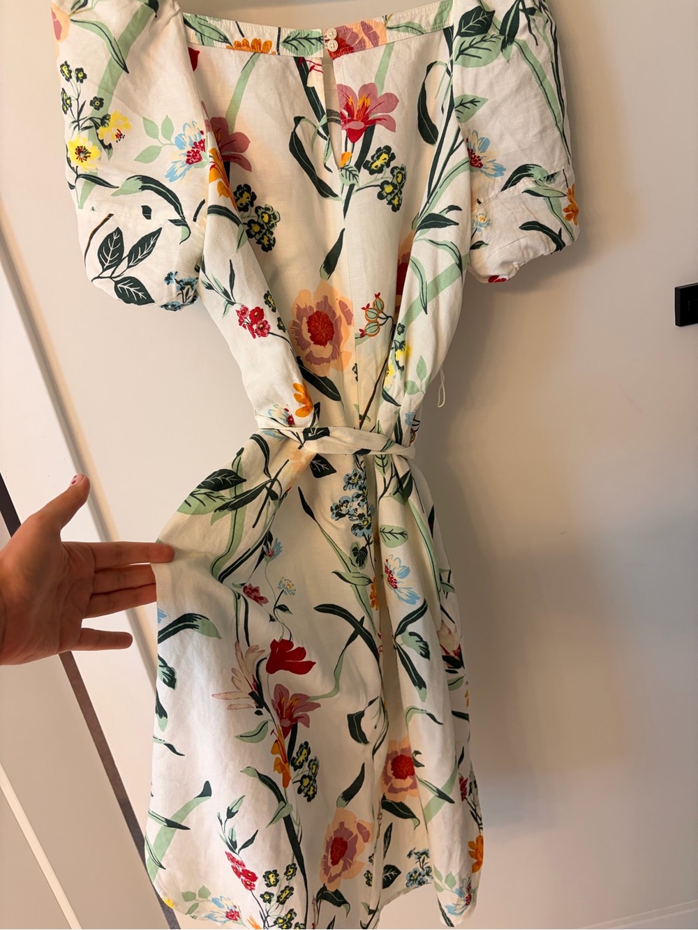 LOFT White Midi Dress with Multicolor Floral Print